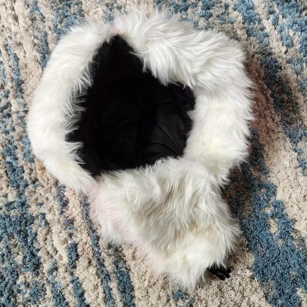 High Visibility Neon White Fur Aviator Winter Trooper Hat - Neon Pink Large